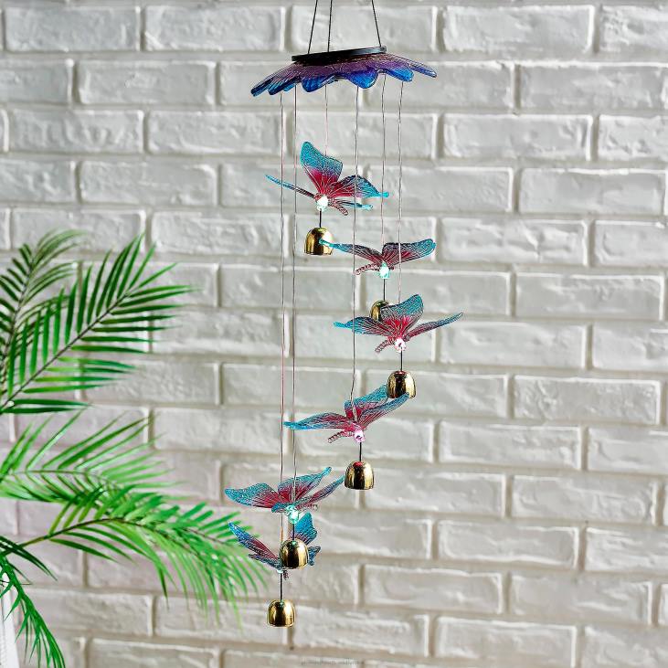 Yard & Garden Plow & Hearth Hanging Solar Mobile with Chimes - Dragonfly NFLB230