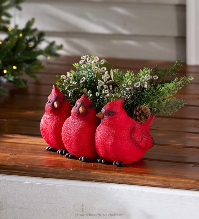 Yard & Garden Plow & Hearth Indoor/Outdoor Cardinal Trio Planter NFLB85