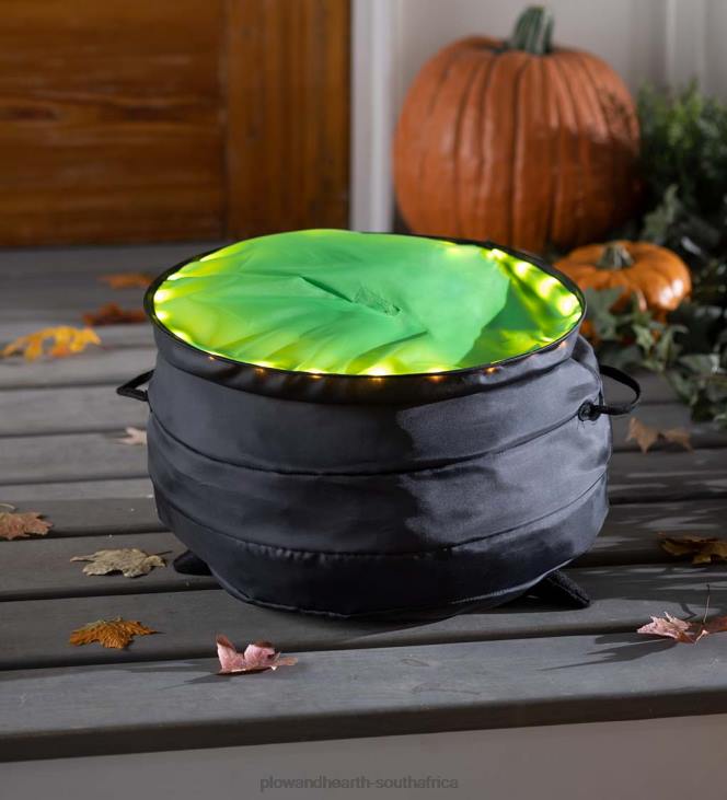 Yard & Garden Plow & Hearth Indoor/Outdoor Halloween Witch's Cauldron with Lights NFLB205