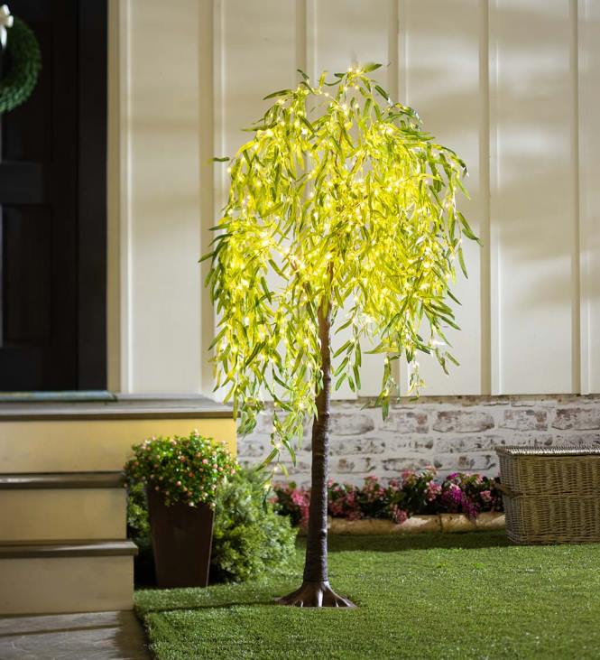 Yard & Garden Plow & Hearth Indoor/Outdoor Lighted Green Willow Trees NFLB195