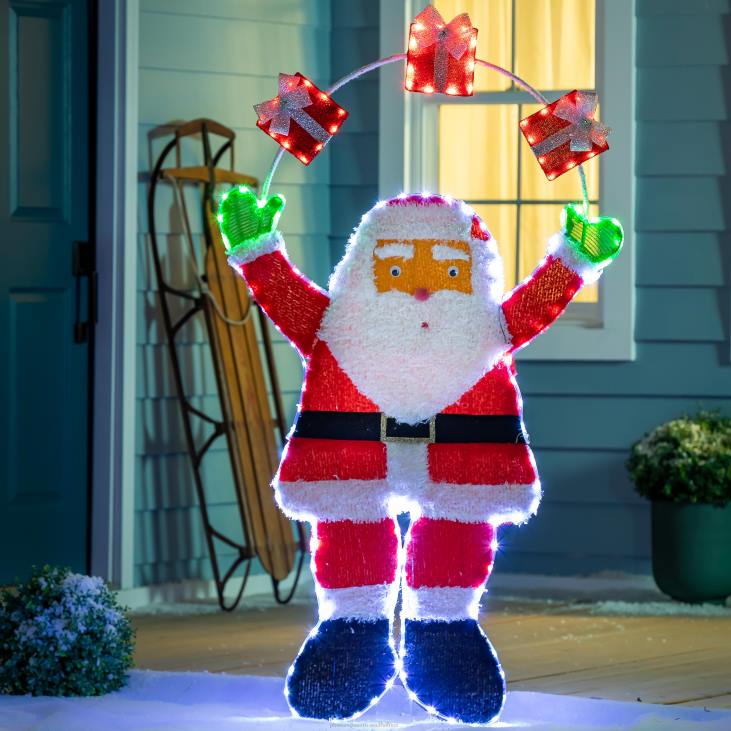 Yard & Garden Plow & Hearth Indoor/Outdoor Lighted Santa with Gifts NFLB97