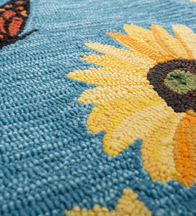 Yard & Garden Plow & Hearth Indoor/Outdoor Sunflower and Butterfly Hooked Polypropylene Accent Rug NFLB361