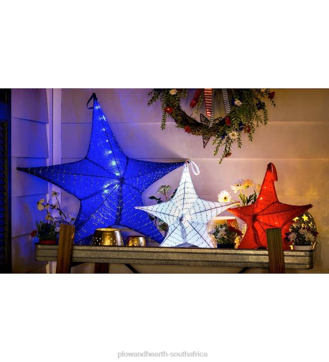 Yard & Garden Plow & Hearth Lighted Hanging Fabric Star NFLB232