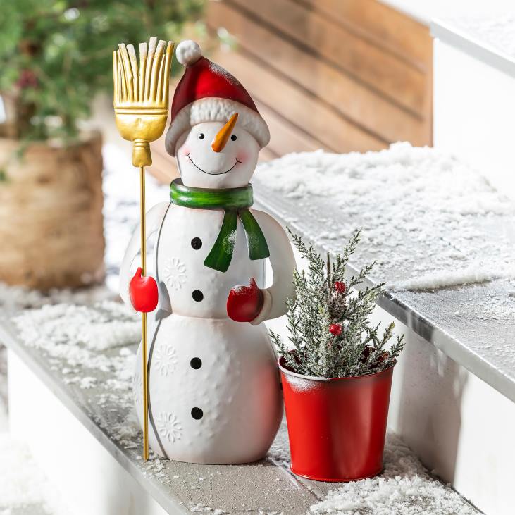 Yard & Garden Plow & Hearth Metal Bobble Snowman with Planter NFLB125