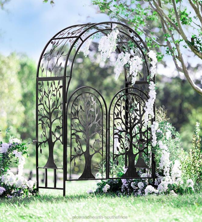 Yard & Garden Plow & Hearth Metal Tree of Life Arched Garden Arbor with Gate NFLB169