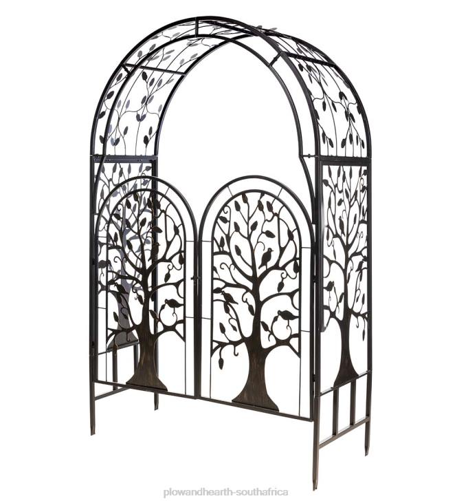 Yard & Garden Plow & Hearth Metal Tree of Life Arched Garden Arbor with Gate NFLB169