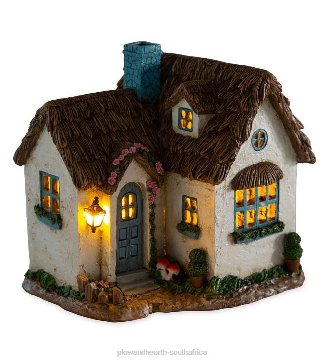 Yard & Garden Plow & Hearth Miniature Fairy Garden Solar English Cottage House NFLB186