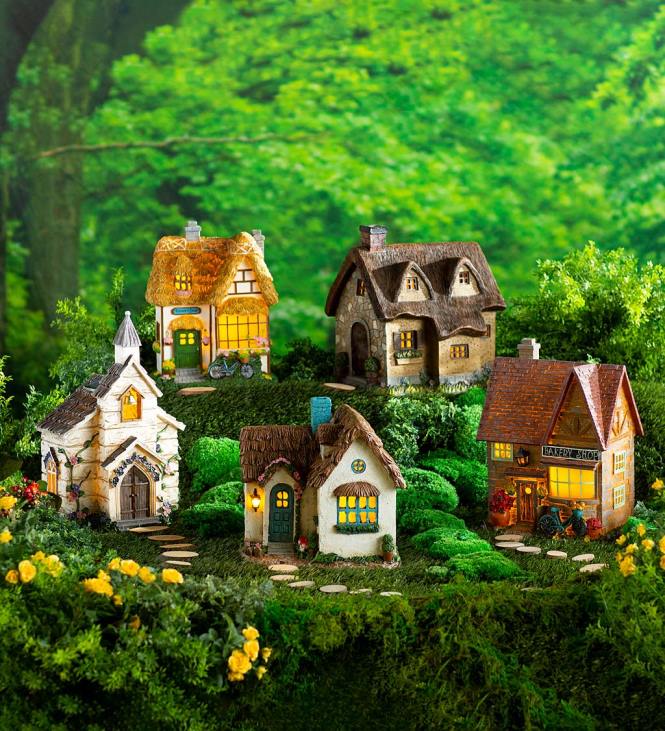 Yard & Garden Plow & Hearth Miniature Fairy Garden Solar Flower Shop NFLB228