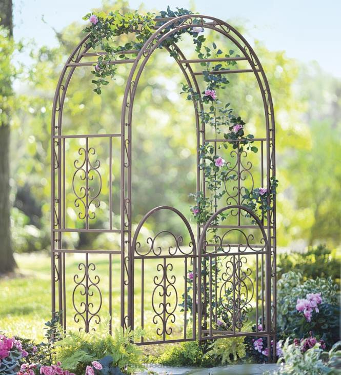 Yard & Garden Plow & Hearth Montebello Scrollwork Metal Garden Arbor NFLB69