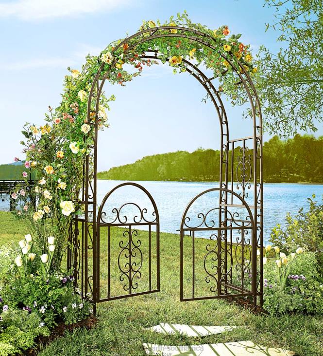 Yard & Garden Plow & Hearth Montebello Scrollwork Metal Garden Arbor NFLB69
