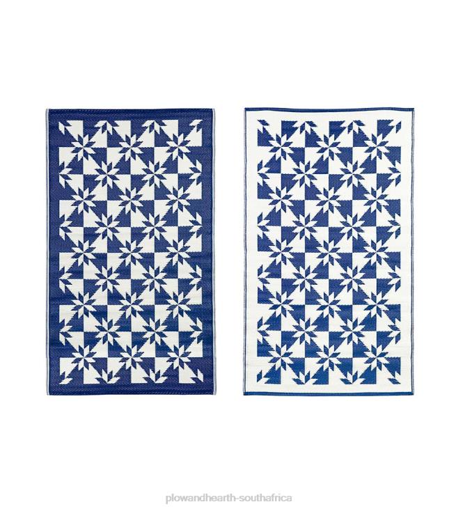 Yard & Garden Plow & Hearth Navy and White Stars Reversible Weather-Resistant Rug NFLB399
