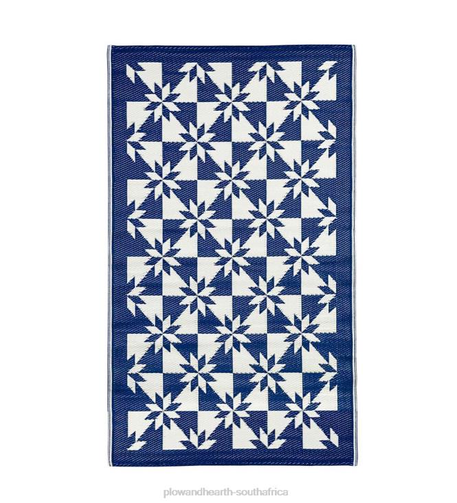 Yard & Garden Plow & Hearth Navy and White Stars Reversible Weather-Resistant Rug NFLB399