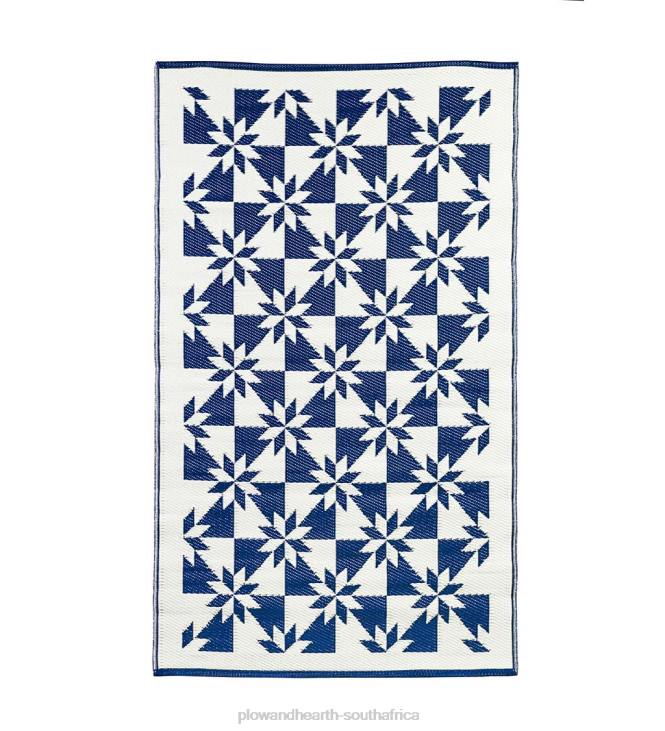 Yard & Garden Plow & Hearth Navy and White Stars Reversible Weather-Resistant Rug NFLB399