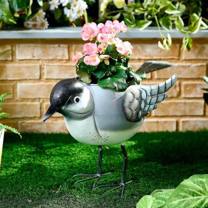 Yard & Garden Plow & Hearth Oversized Standing Bird Garden Planter - Blue Jay NFLB280