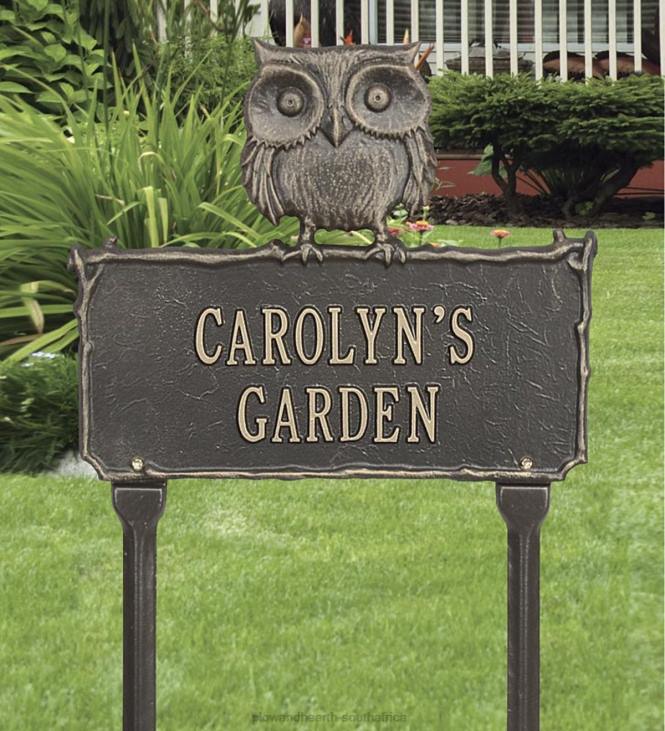 Yard & Garden Plow & Hearth Personalized Cast Aluminum Owl Sign - Bronze NFLB64