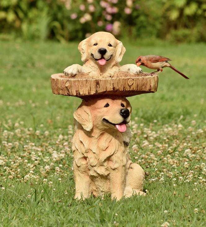 Yard & Garden Plow & Hearth Playful Puppies Birdbath NFLB90