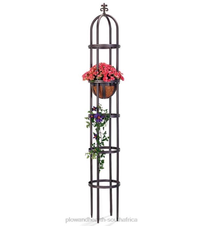 Yard & Garden Plow & Hearth Powder-Coated Steel Garden Obelisks And Basket Planter NFLB59