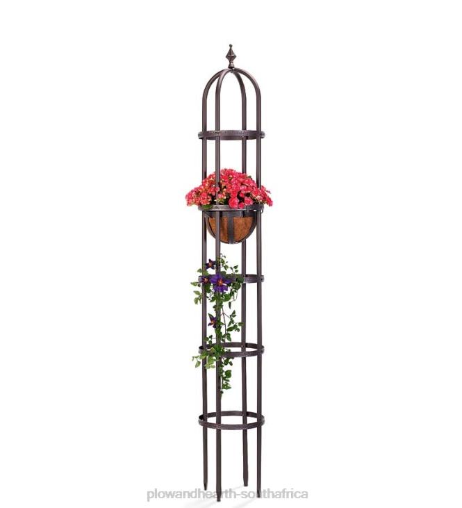Yard & Garden Plow & Hearth Powder-Coated Steel Garden Obelisks And Basket Planter NFLB59