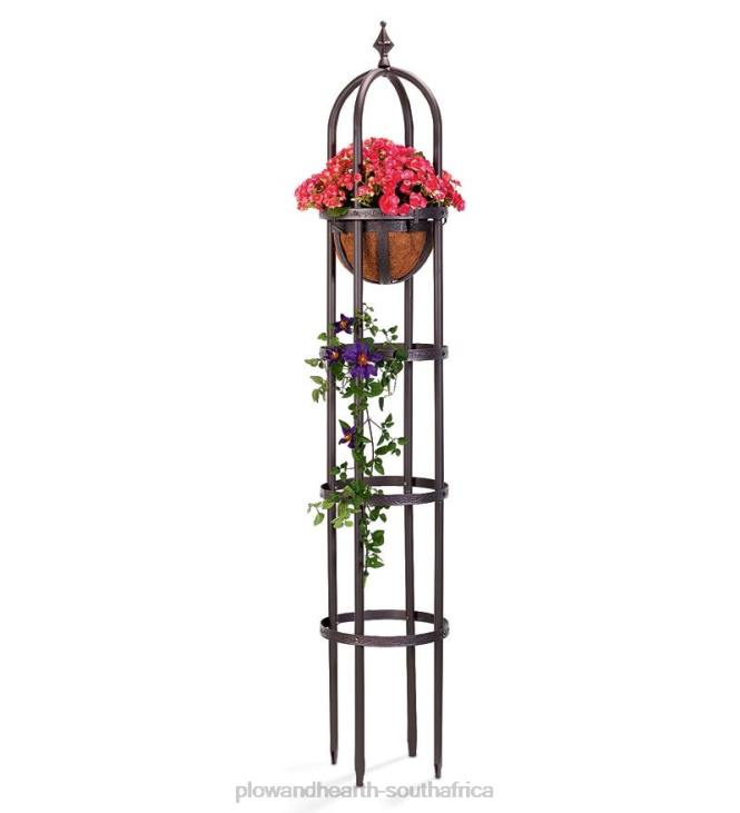 Yard & Garden Plow & Hearth Powder-Coated Steel Garden Obelisks And Basket Planter NFLB59