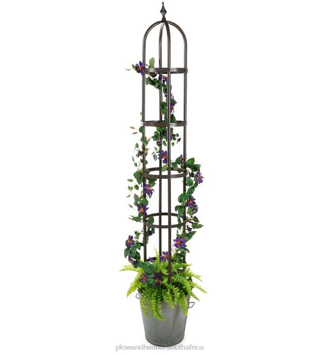 Yard & Garden Plow & Hearth Powder-Coated Steel Garden Obelisks And Basket Planter NFLB59