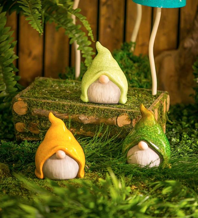 Yard & Garden Plow & Hearth Small Ceramic Garden Gnomes, Set of 3 NFLB122