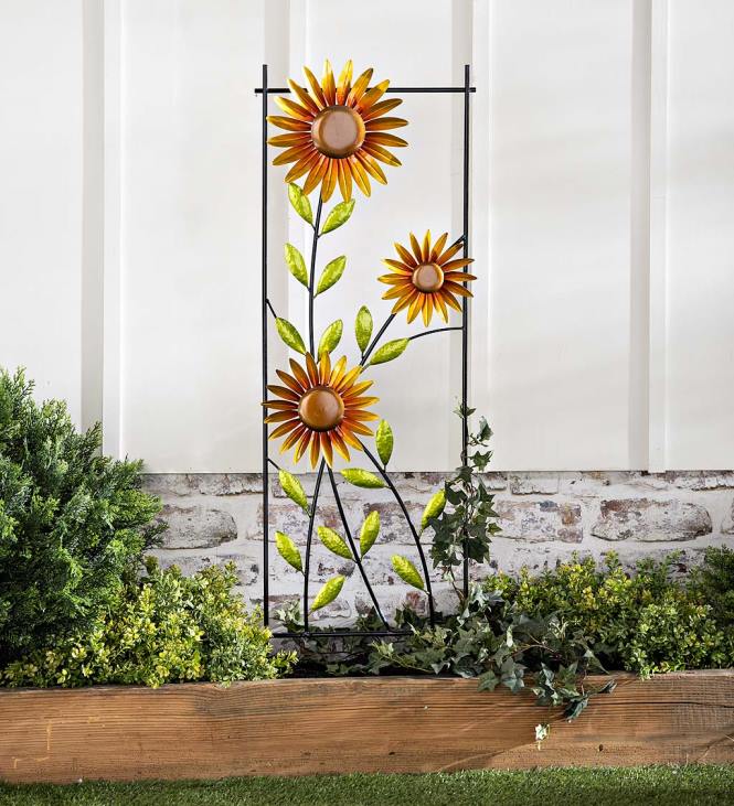 Yard & Garden Plow & Hearth Spinning Sunflower Metal Garden Trellis NFLB242