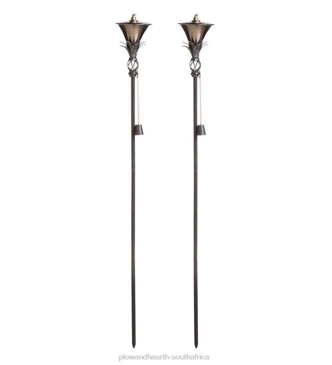 Yard & Garden Plow & Hearth Steel Garden Torches, Set of 2 - Nickel NFLB204