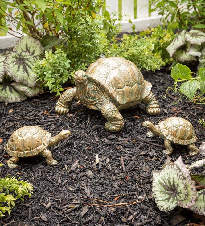 Yard & Garden Plow & Hearth Tortoise Family Resin Garden Accents NFLB71