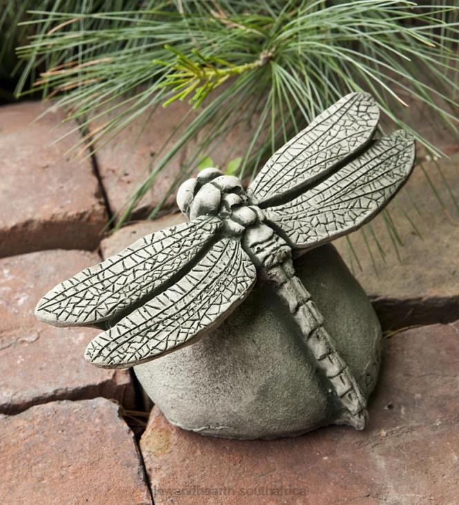 Yard & Garden Plow & Hearth USA-Made Handcrafted Cast-Stone Dragonfly - Alpine Stone NFLB88