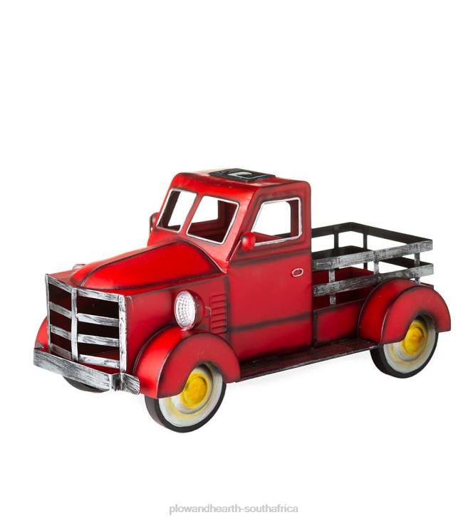 Yard & Garden Plow & Hearth Vintage Style Solar Pickup Truck Planter - Red NFLB187
