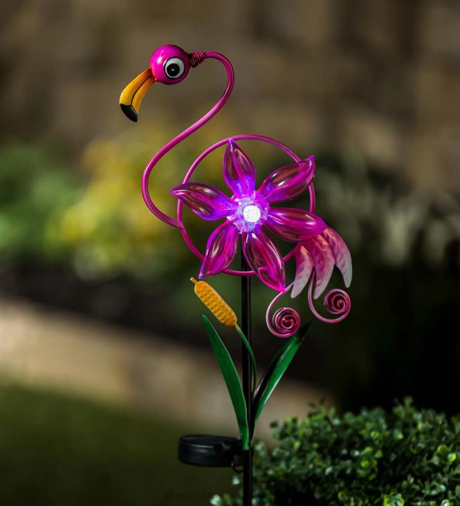 Yard & Garden Plow & Hearth Bobble Bird Solar Garden Stake - Flamingo NFLB134