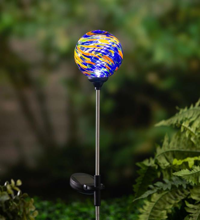 Yard & Garden Plow & Hearth Color Swirl Solar Garden Stake - Royal Swirl NFLB435