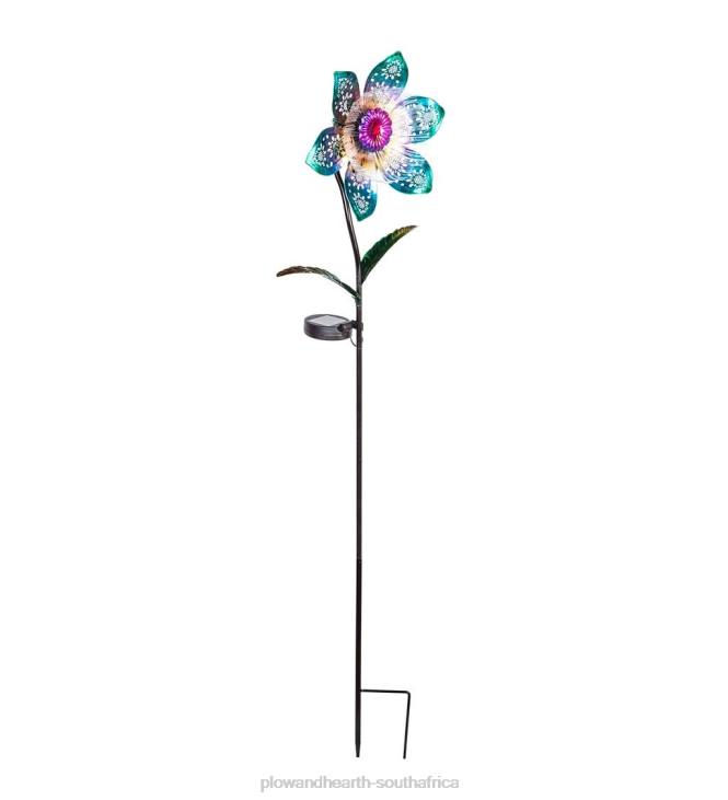 Yard & Garden Plow & Hearth Floral Fiber Optic Solar Garden Stake - Blue NFLB446