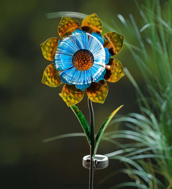 Yard & Garden Plow & Hearth Floral Fiber Optic Solar Garden Stake - Blue NFLB446