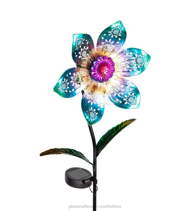 Yard & Garden Plow & Hearth Floral Fiber Optic Solar Garden Stake - Blue NFLB446