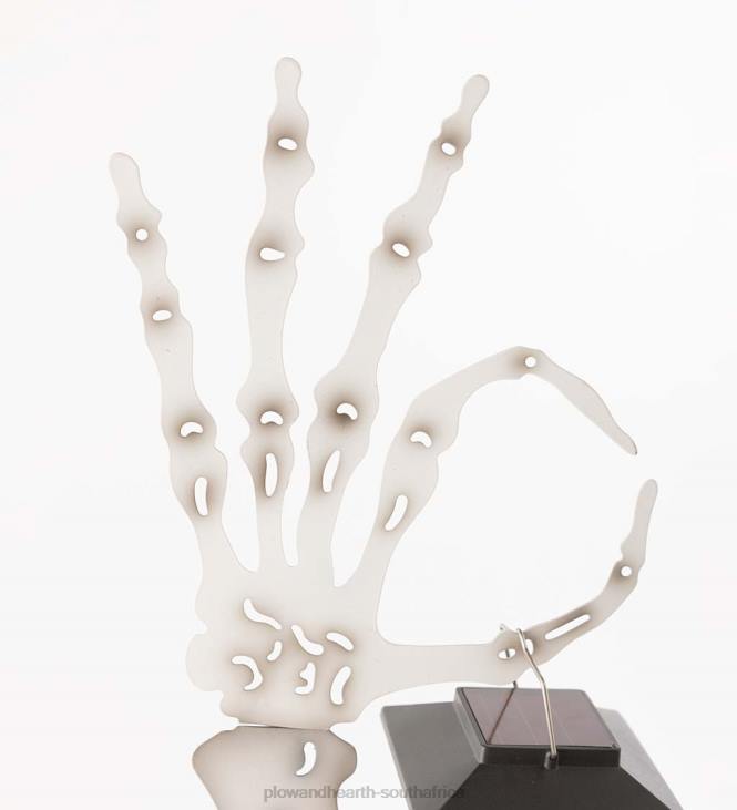 Yard & Garden Plow & Hearth Halloween Skeleton Arm Metal Stakes with Solar Lanterns, Set of 2 NFLB133