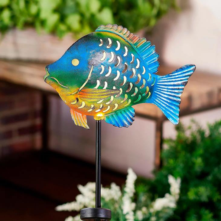 Yard & Garden Plow & Hearth Laser Cut Solar Fish Garden Stake - Angel Fish NFLB295