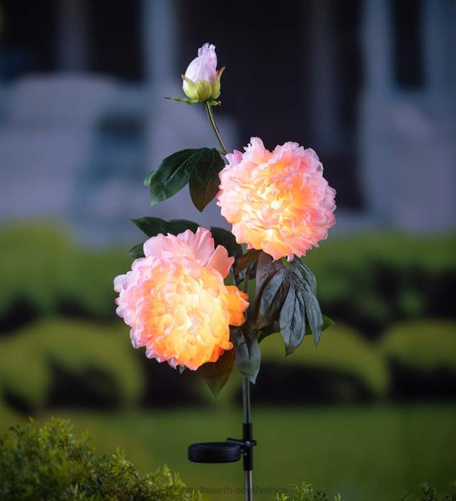 Yard & Garden Plow & Hearth Light Pink Peony Solar Garden Stake NFLB257