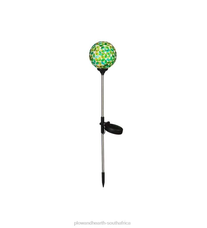 Yard & Garden Plow & Hearth Mosaic Globe Solar Garden Stake - Green NFLB129