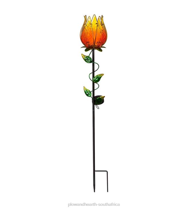 Yard & Garden Plow & Hearth Ombre Flower Solar Garden Stake - Orange NFLB260