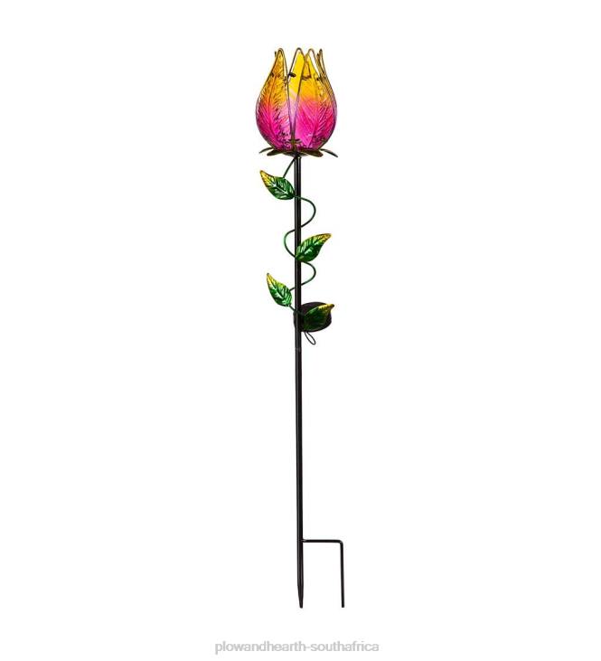 Yard & Garden Plow & Hearth Ombre Flower Solar Garden Stake - Orange NFLB260