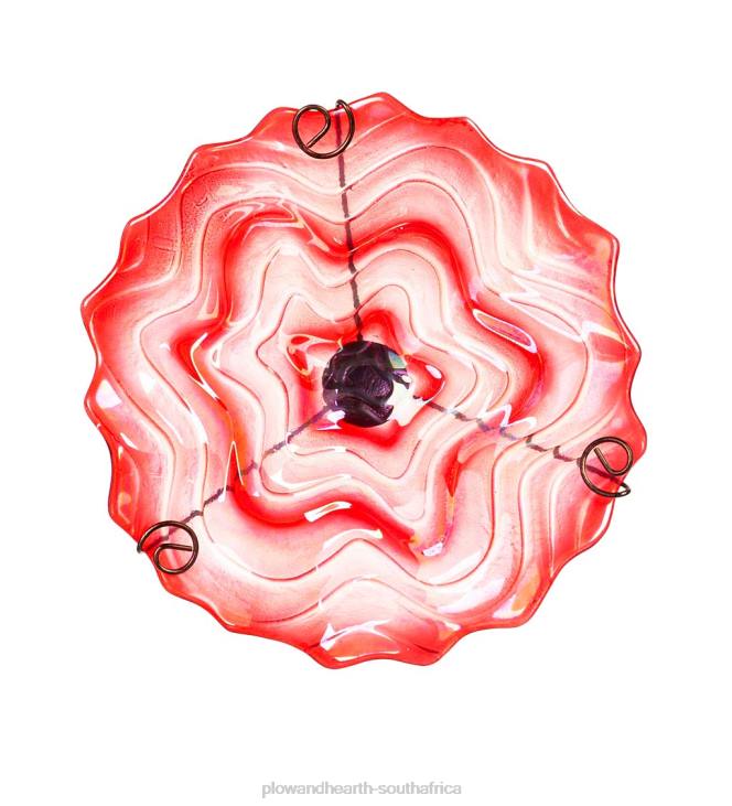 Yard & Garden Plow & Hearth Red Swirl Glass Birdbath with Garden Stake NFLB442