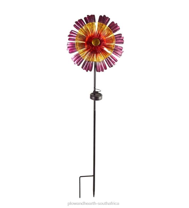 Yard & Garden Plow & Hearth Solar Art Glass Flower Garden Stake - Purple NFLB236