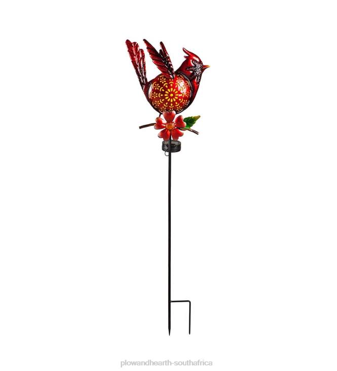 Yard & Garden Plow & Hearth Solar Bird Garden Stake - Red NFLB99