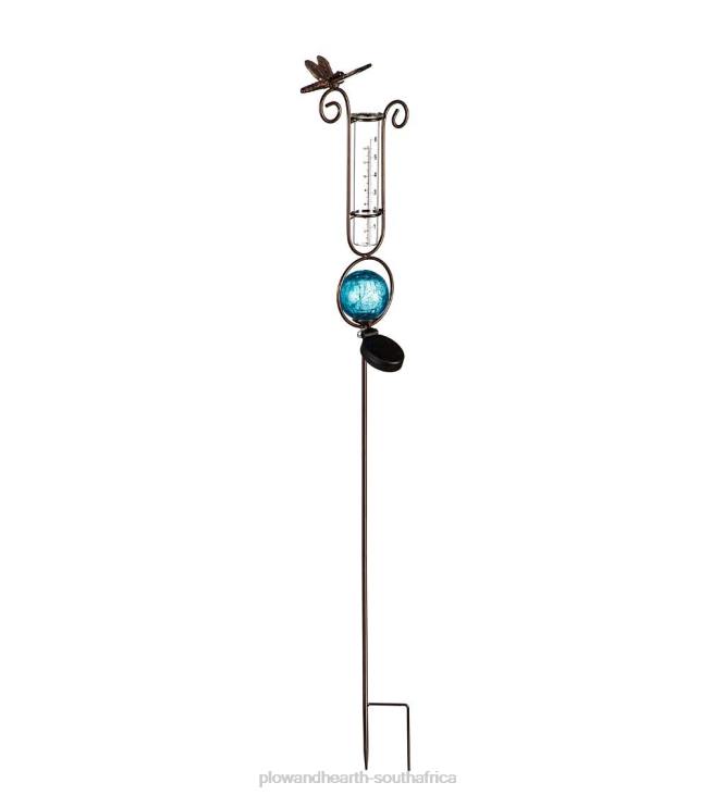 Yard & Garden Plow & Hearth Solar Dragonfly Rain Gauge Garden Stake - Blue NFLB281