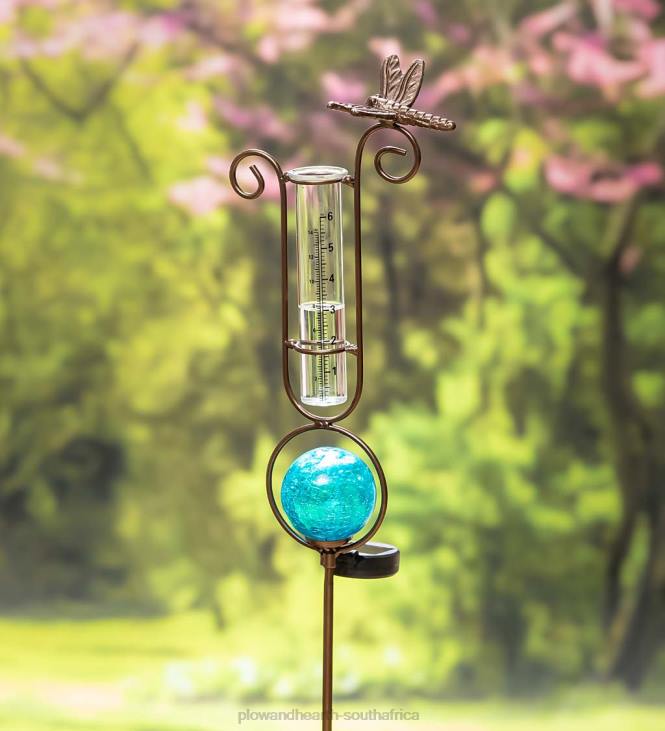 Yard & Garden Plow & Hearth Solar Dragonfly Rain Gauge Garden Stake - Blue NFLB281