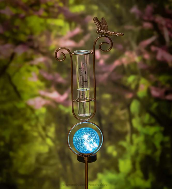 Yard & Garden Plow & Hearth Solar Dragonfly Rain Gauge Garden Stake - Blue NFLB281