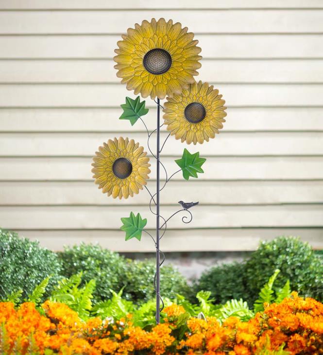 Yard & Garden Plow & Hearth Sunflower Garden Metal Stake NFLB164