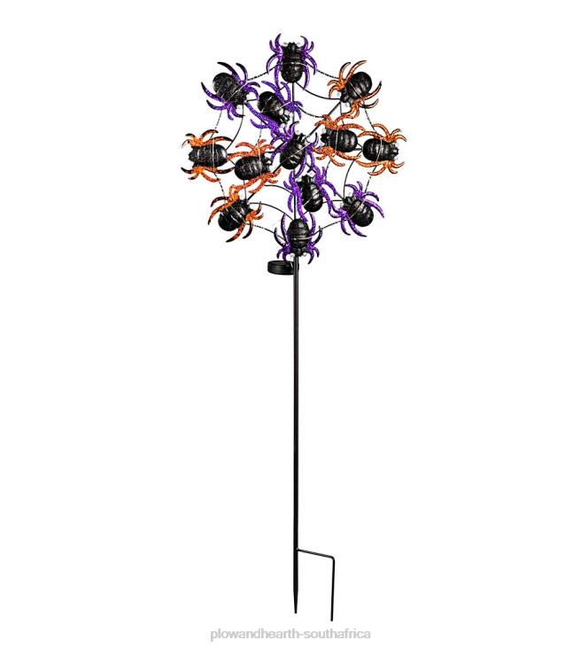 Yard & Garden Plow & Hearth Web of Spiders Garden Stake with Solar Chasing Light Effect NFLB447