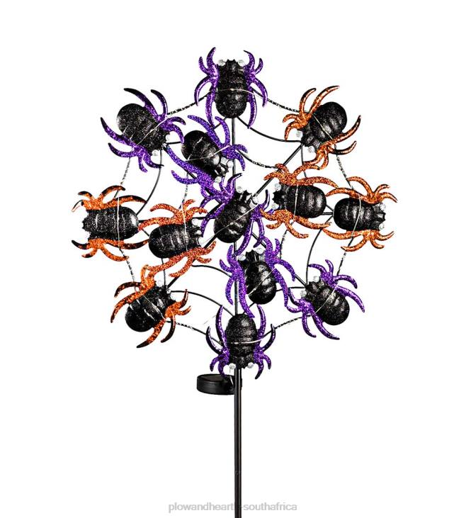 Yard & Garden Plow & Hearth Web of Spiders Garden Stake with Solar Chasing Light Effect NFLB447
